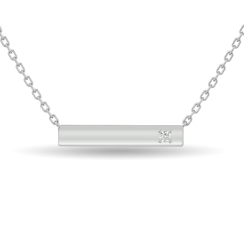 Diamond Bar Necklace 1/20 CT in Sterling Silver