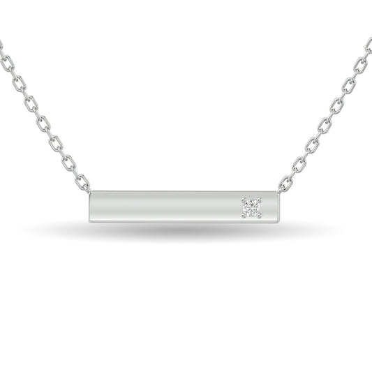 Diamond Bar Necklace 1/20 CT in Sterling Silver