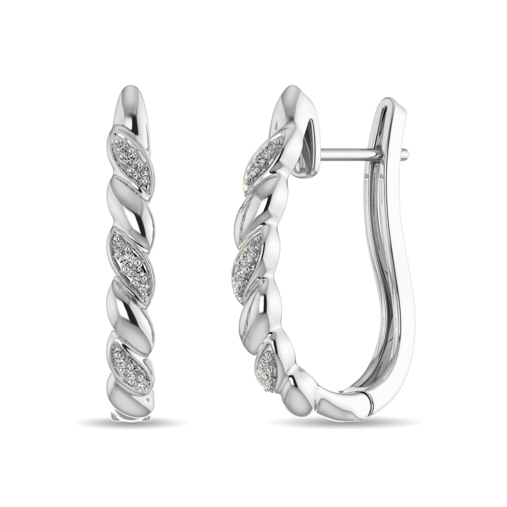 Diamond Hoop Earrings 1/10 CT in Sterling Silver