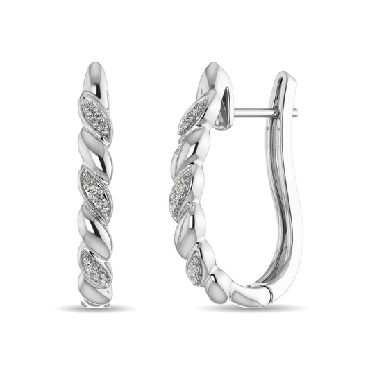 Diamond Hoop Earrings 1/10 CT in Sterling Silver