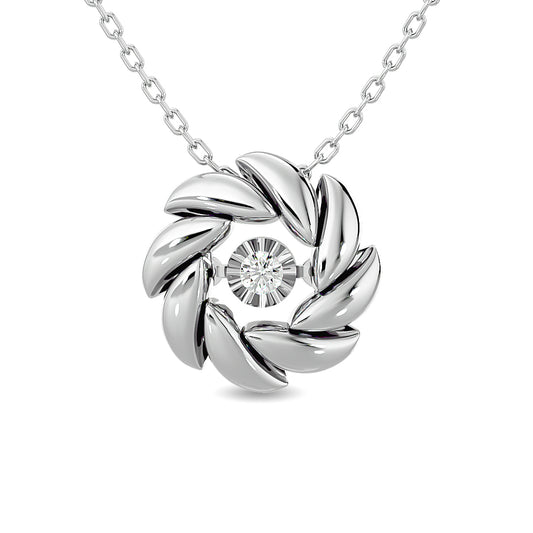 Diamond 1/20 CT Flower Pendant in Sterling Silver