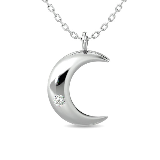 Diamond 1/20 CT Moon Pendant in Sterling Silver