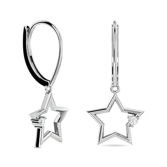 Diamond 1/20 CT Star Earrings in Sterling Silver