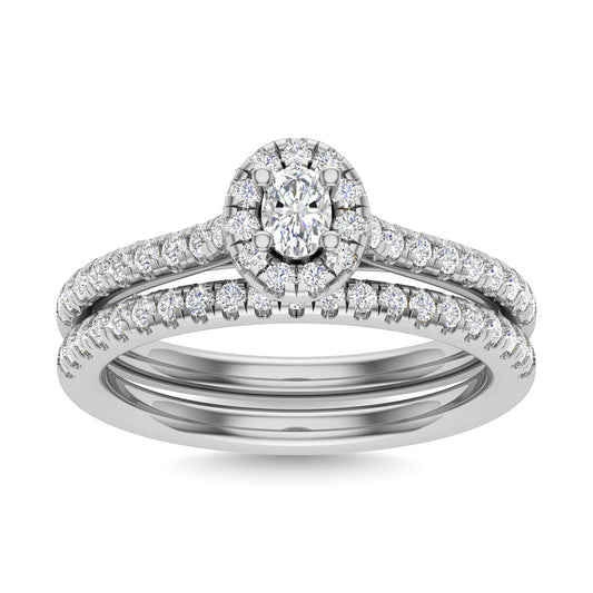 Diamond 3/4 CT Oval Cut Bridal Ring in 14K White Gold
