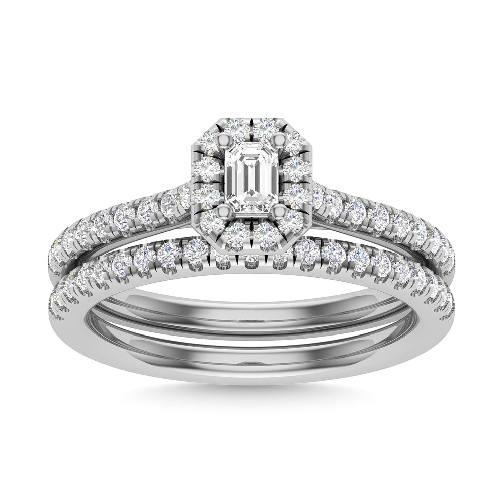 Diamond 3/4 CT Round Cut Bridal Ring in 14K White Gold