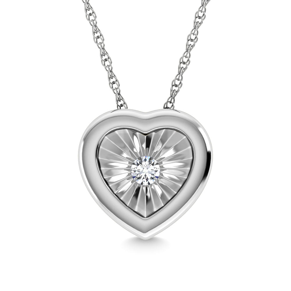 Diamond 1/50 CT Heart Pendant in 925 Silver