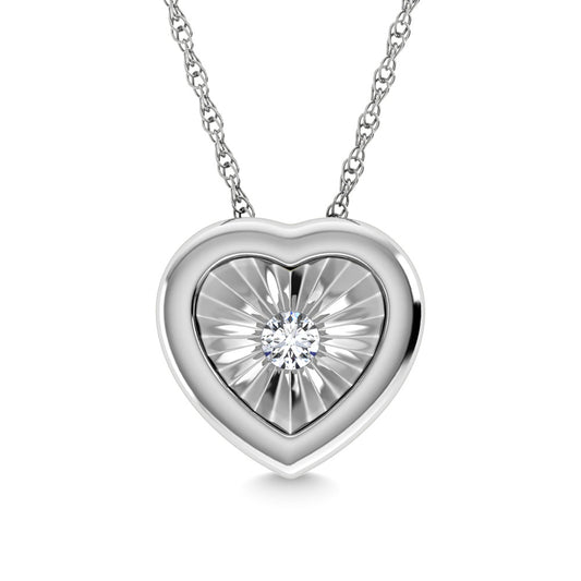 Diamond 1/50 CT Heart Pendant in 925 Silver