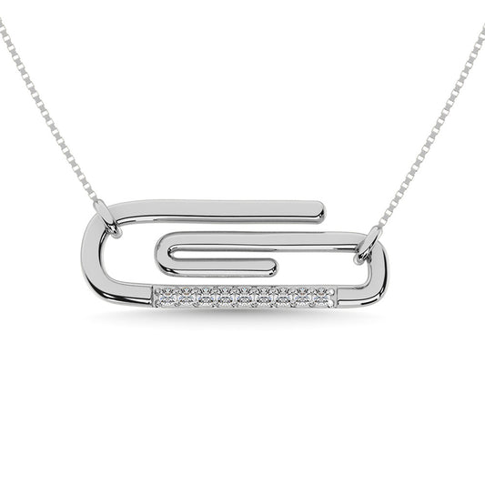 Diamond 1/20 CT Paper Clip Necklace in 925 Silver