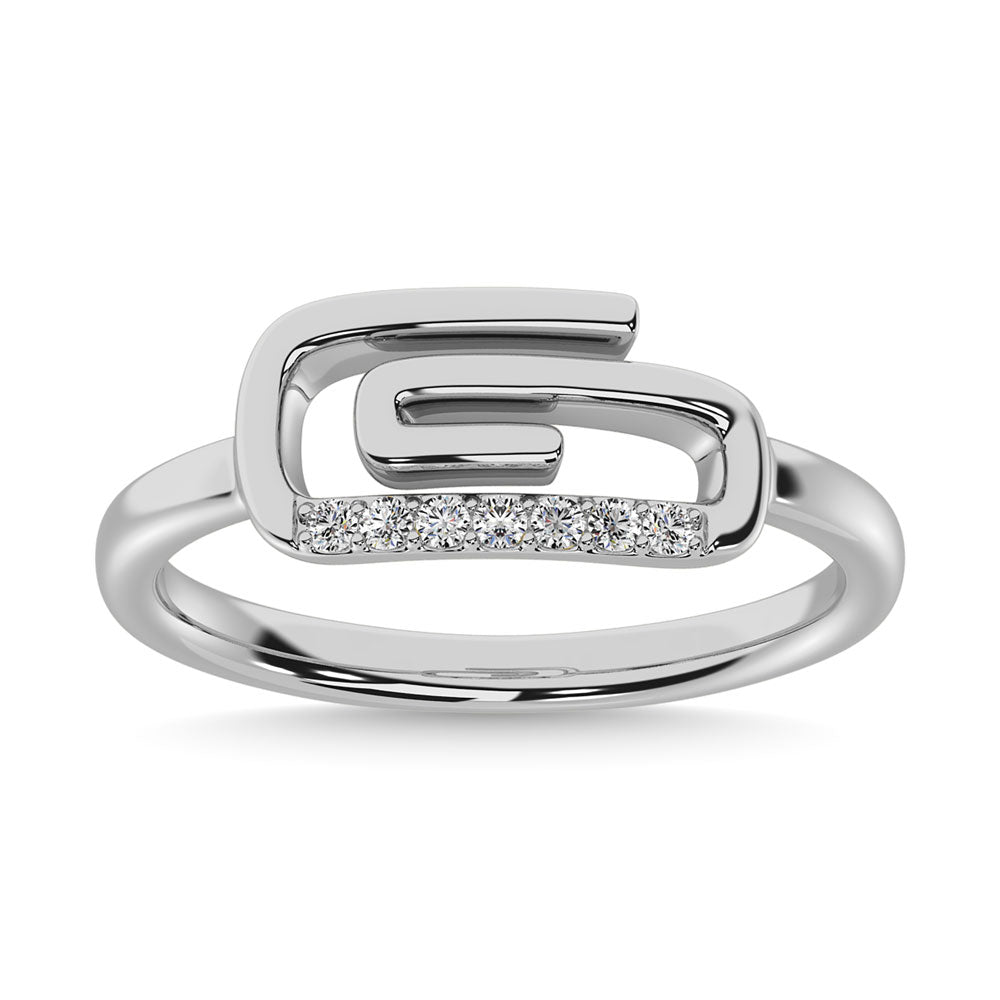 Diamond 1/20 CT Paper Clip Ring in 925 Silver