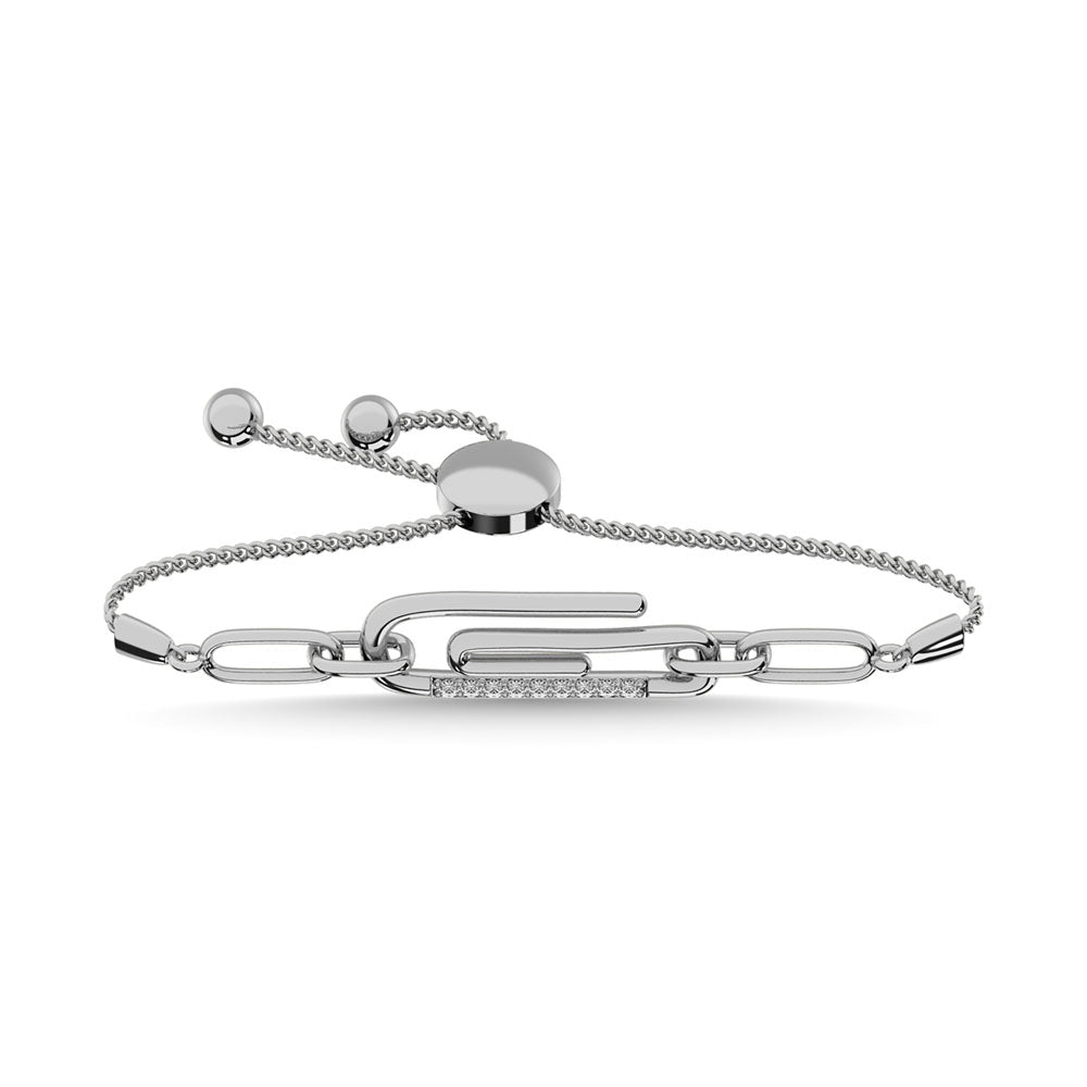 Diamond 1/20 CT Paper Clip Bracelet in 925 Silver