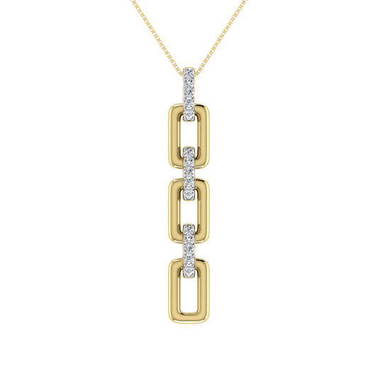 10K Yellow Gold 1/8 CT Diamond Cuban Link Pendant