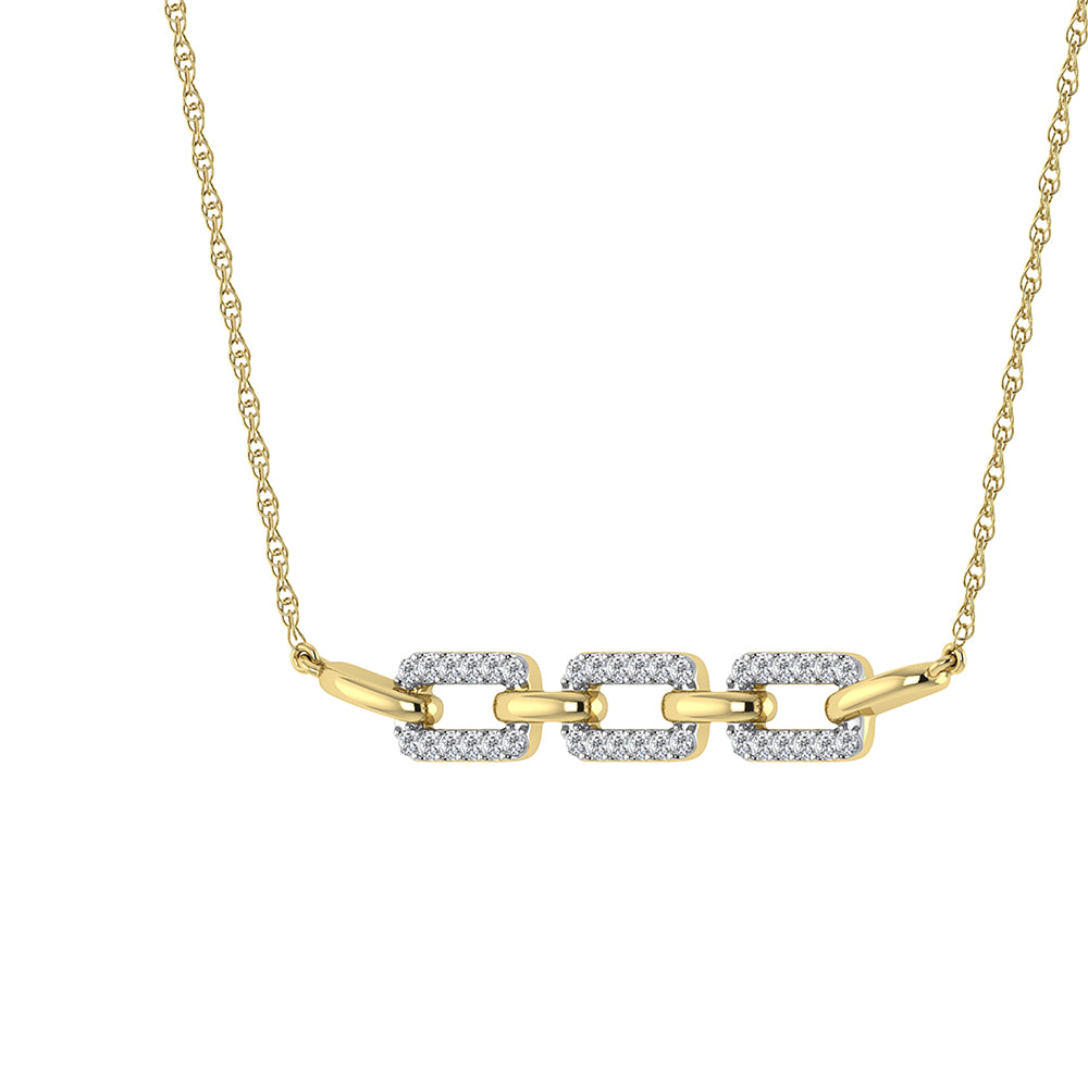 10K Yellow Gold 1/5 CT Round Diamond Cuban Link Necklace