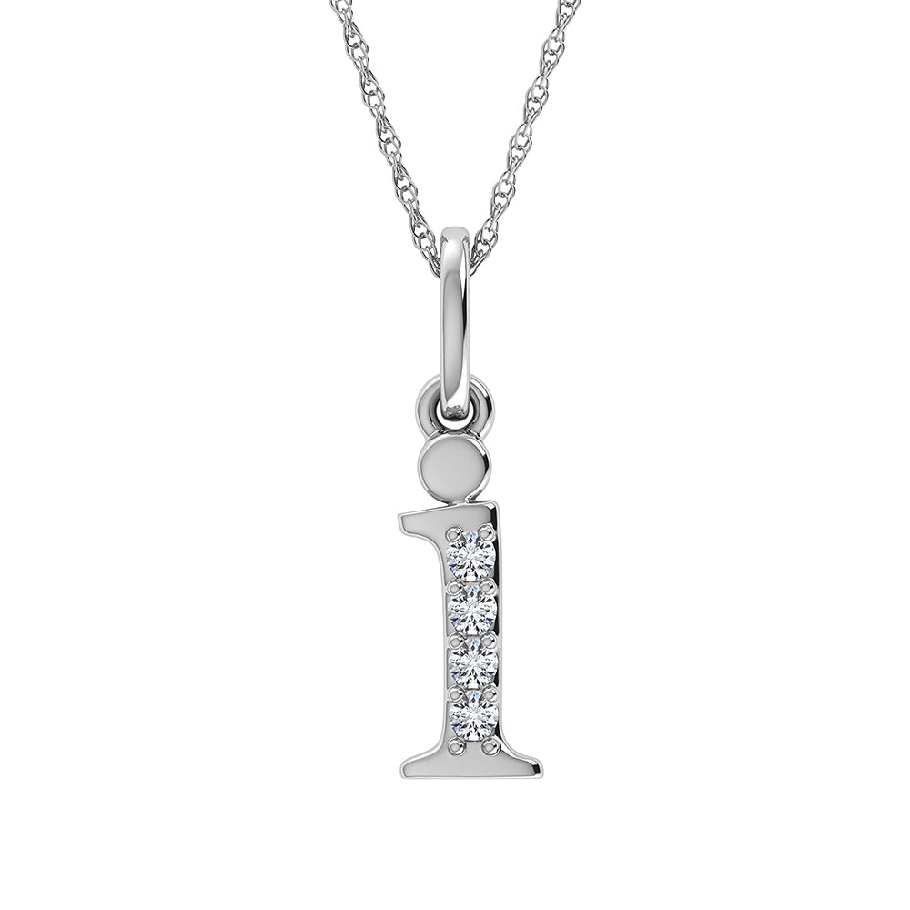Diamond 1/20 CT Letter I Pendant in 10K White Gold