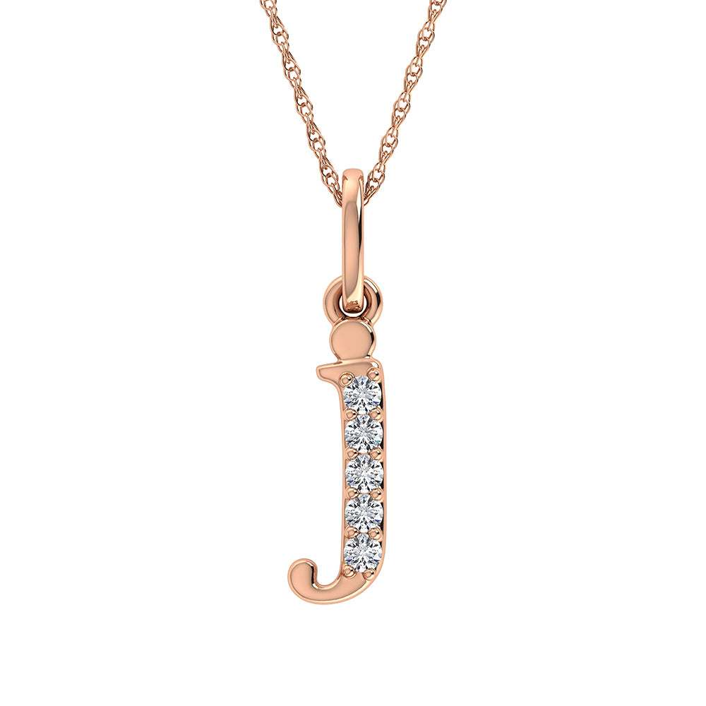 Diamond 1/20 CT Letter J Pendant in 10K Rose Gold