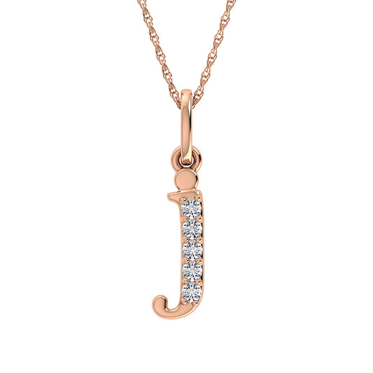 Diamond 1/20 CT Letter J Pendant in 10K Rose Gold