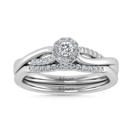10K White Gold Diamond 1/4 CT Round Shape Bridal Ring