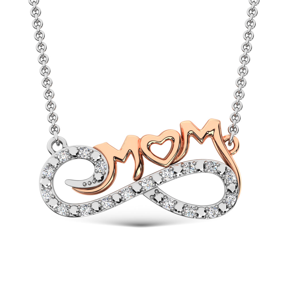 Diamond Accent MOM Pendant in Sterling Silver and 10K Yellow Gold 1/20 cts