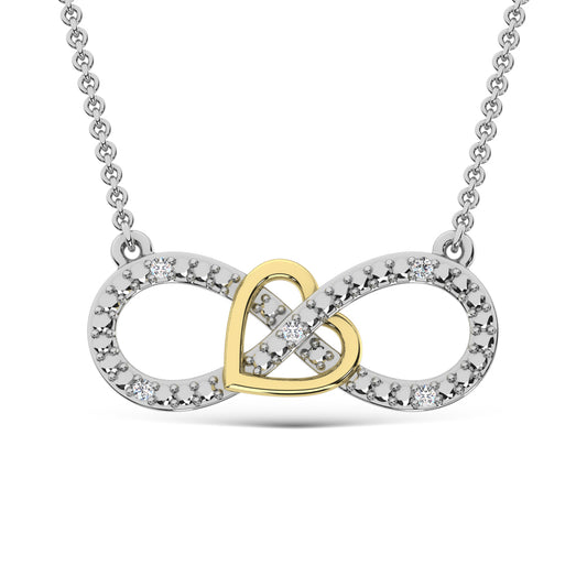 Diamond Accent Infinity and Heart Pendant in Sterling Silver and 10K Yellow Gold 1/50 cts