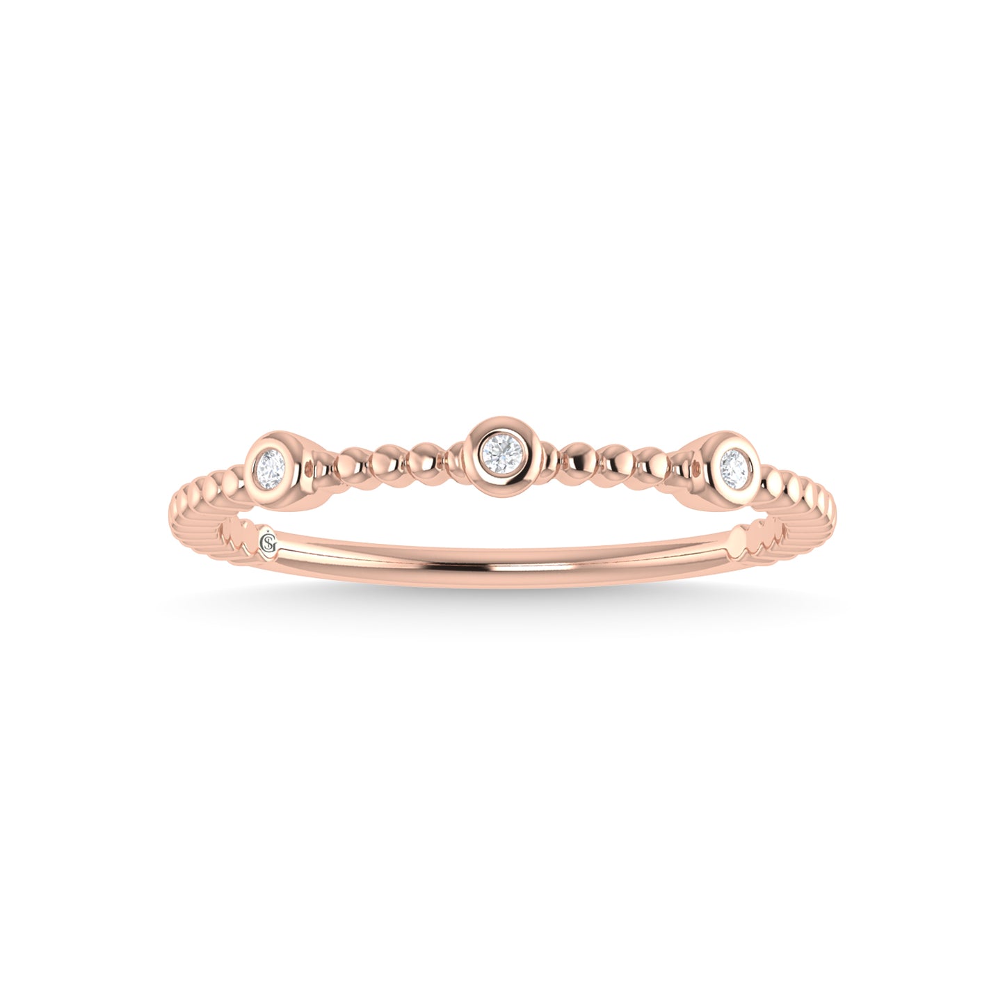 14K Rose Gold Diamond 1/20 CT Stackable Band