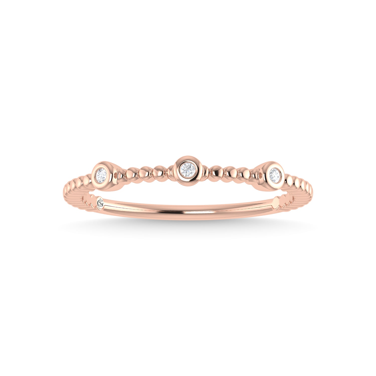 14K Rose Gold Diamond 1/20 CT Stackable Band