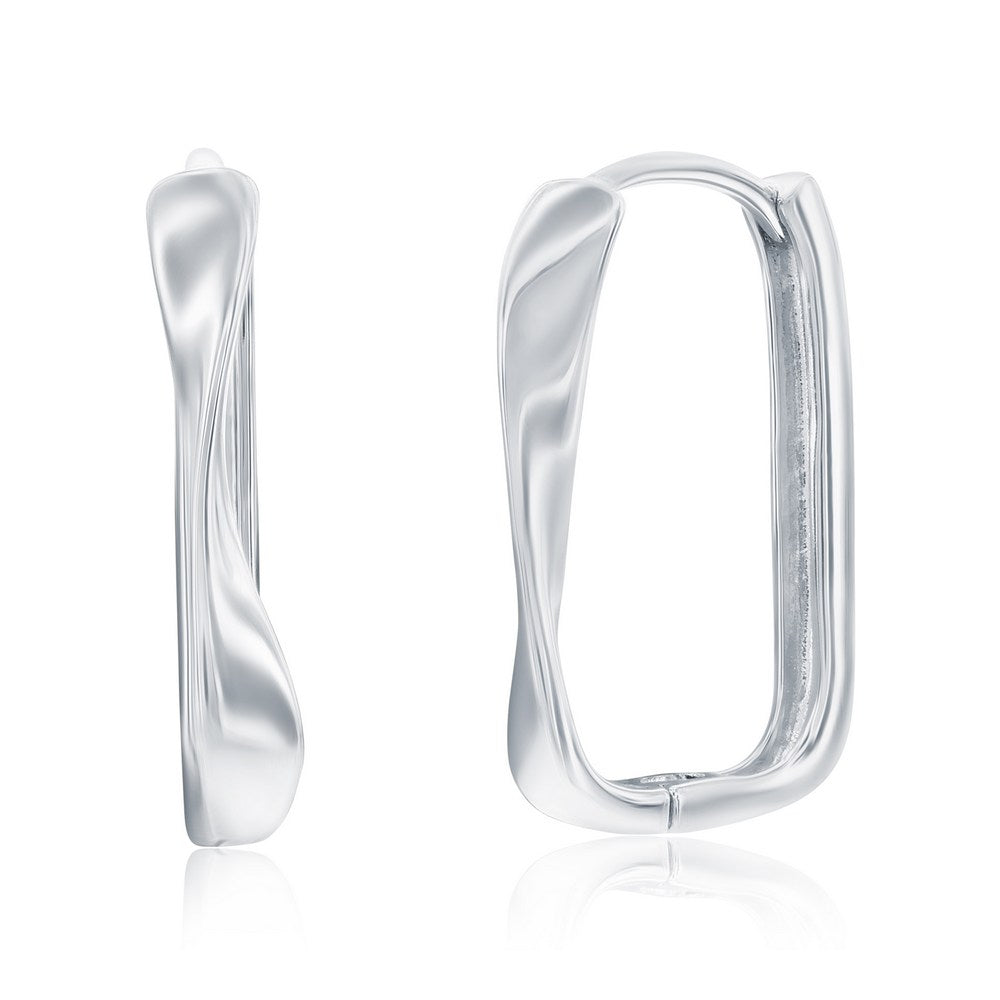 Sterling Silver, Twist U-Shaped Hoop Earrings