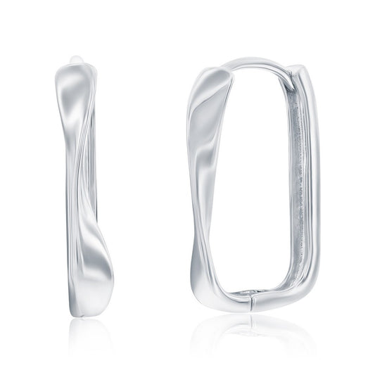 Sterling Silver, Twist U-Shaped Hoop Earrings