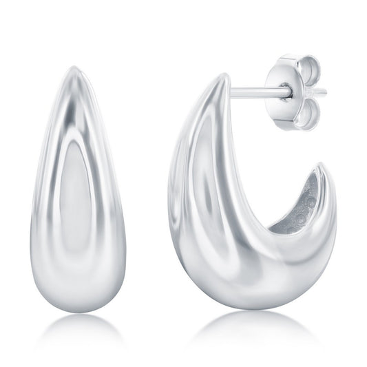 Sterling Silver, 17mm Puffed Huggie Hoop Earrings
