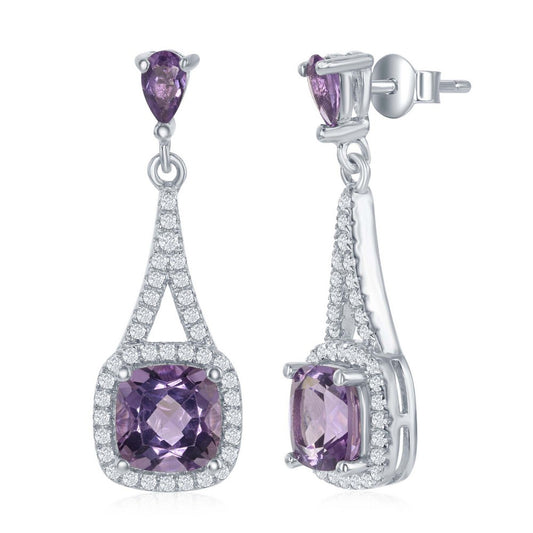 Classic Of New York sterling silver amethyst earrings with sparkling cubic zirconia accents