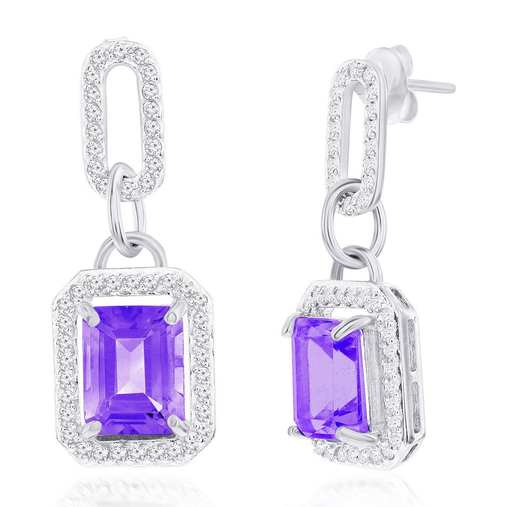 Classic Of New York sterling silver amethyst dangle earrings with sparkling accents and elegant design