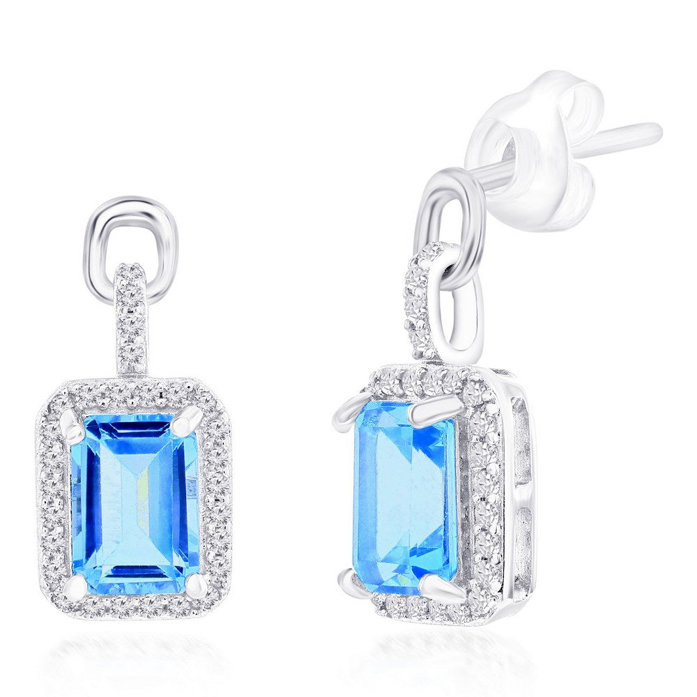 Classic Of New York sterling silver blue topaz dangle earrings with sparkling accents