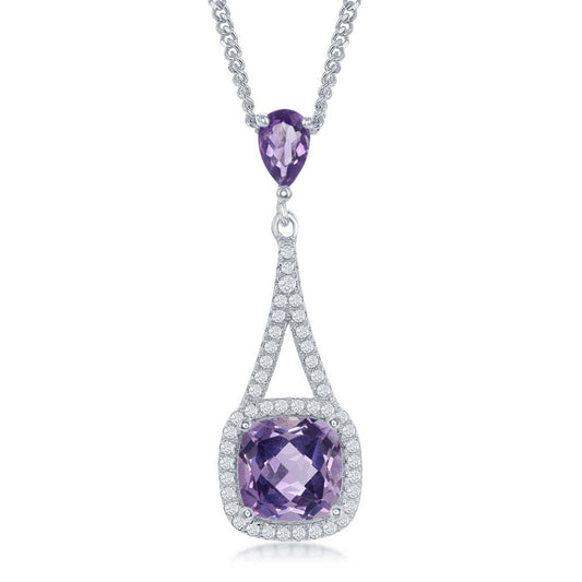 Classic Of New York sterling silver amethyst necklace with a beautiful gemstone pendant and sparkling accents