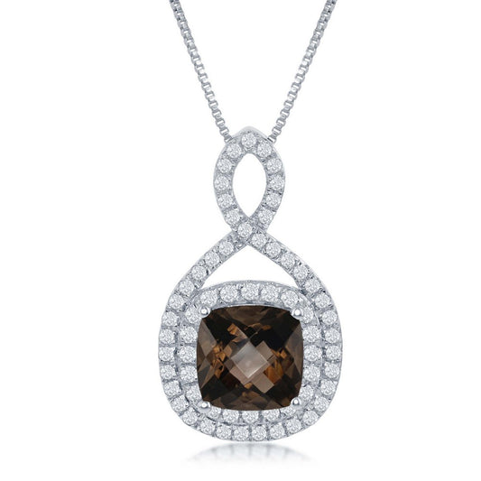 Classic Of New York smokey quartz and white topaz necklace with elegant pendant design