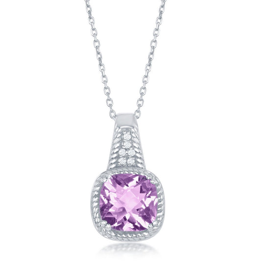 Classic Of New York sterling silver amethyst necklace featuring a large purple gemstone pendant