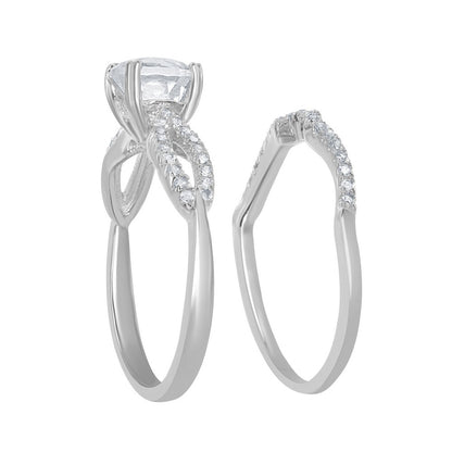 Sterling Silver 1.8 cttw White Topaz Wedding and Engagment Bridal Ring