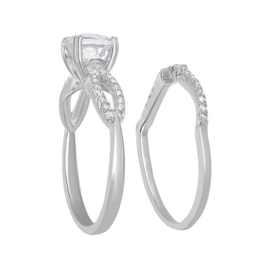 Sterling Silver 1.8 cttw White Topaz Wedding and Engagment Bridal Ring