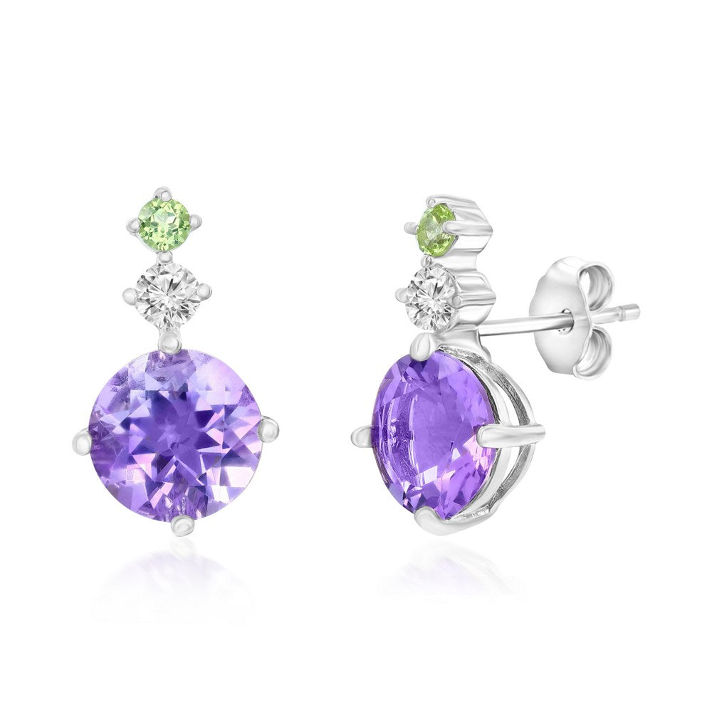 Classic Of New York sterling silver amethyst earrings featuring vibrant purple stones and sparkling accents