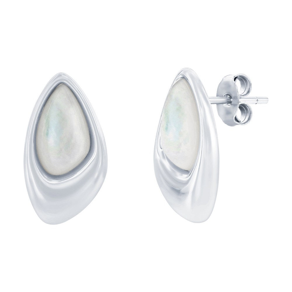 Sterling Silver, MOP Geometric Shaped Earrings
