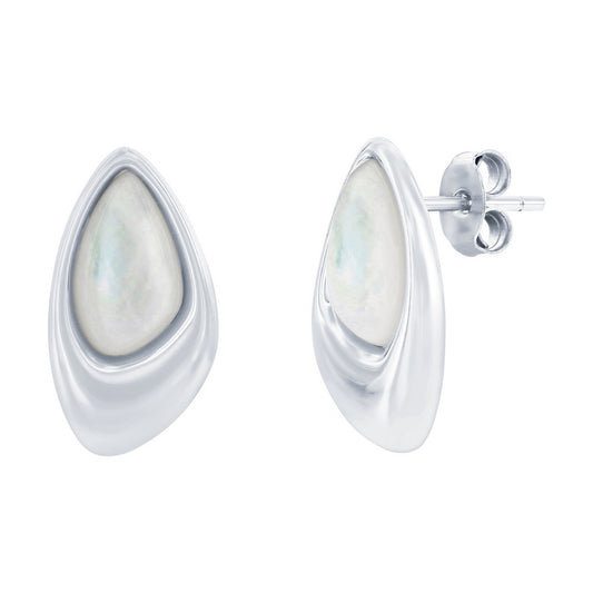 Sterling Silver, MOP Geometric Shaped Earrings