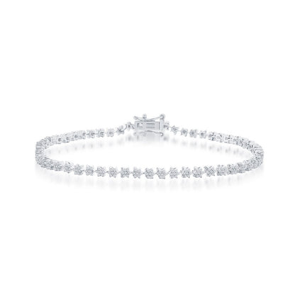 Sterling Silver, 3mm Tennis Diamond Bracelet - (406 Stones)