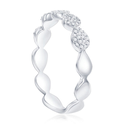 Sterling Silver Sideways Pearshaped Diamond Ring - (80 Stones)