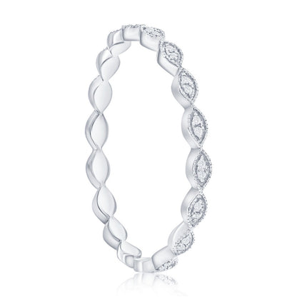 Sterling Silver Marquise Eternity Diamond Ring - (36 Stones)