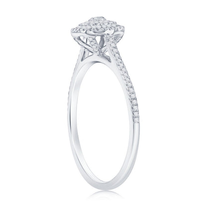 Sterling Silver Double Frame Square Diamond Ring - (93 Stones)
