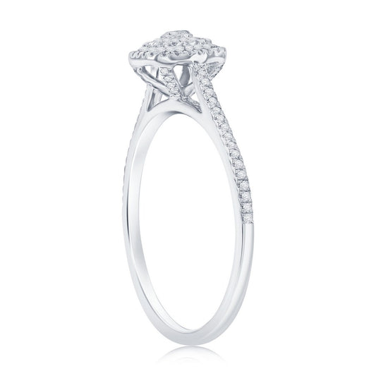 Sterling Silver Double Frame Square Diamond Ring - (93 Stones)