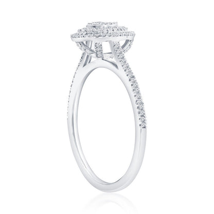 Sterling Silver Double Frame Pear-Shaped Diamond Ring - (111 Stones)