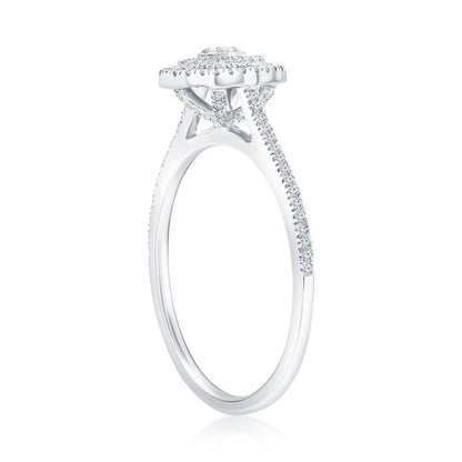 Sterling Silver Double Frame Oval Diamond Ring - (97 Stones)