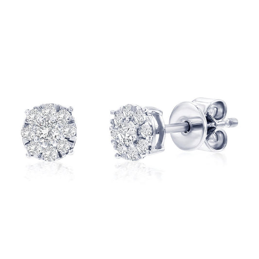 Sterling Silver, 0.26cttw Lab-Grown Diamond, 5mm Studs - (18 Stones)