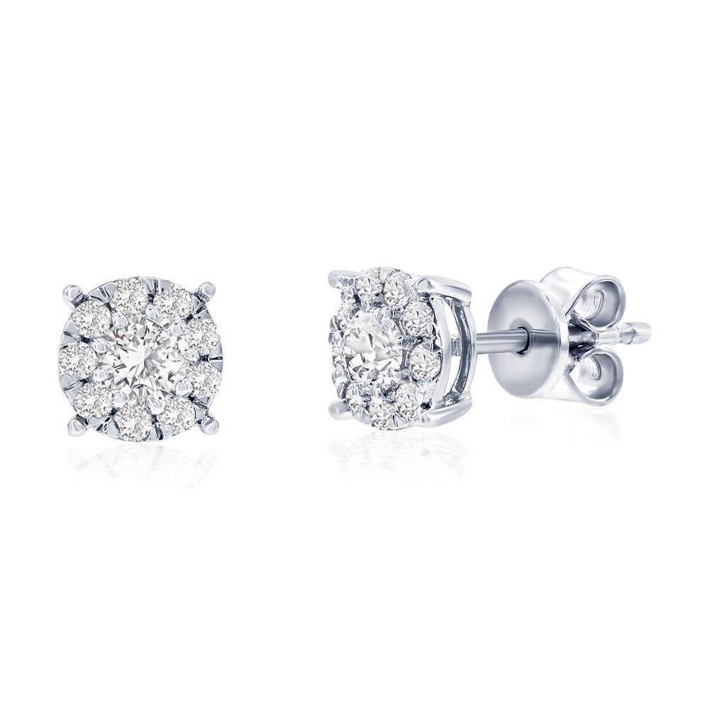 Sterling Silver, 0.51cttw Lab-Grown Diamond, 6mm Studs - (20 Stones)