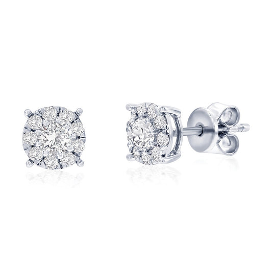 Sterling Silver, 0.51cttw Lab-Grown Diamond, 6mm Studs - (20 Stones)