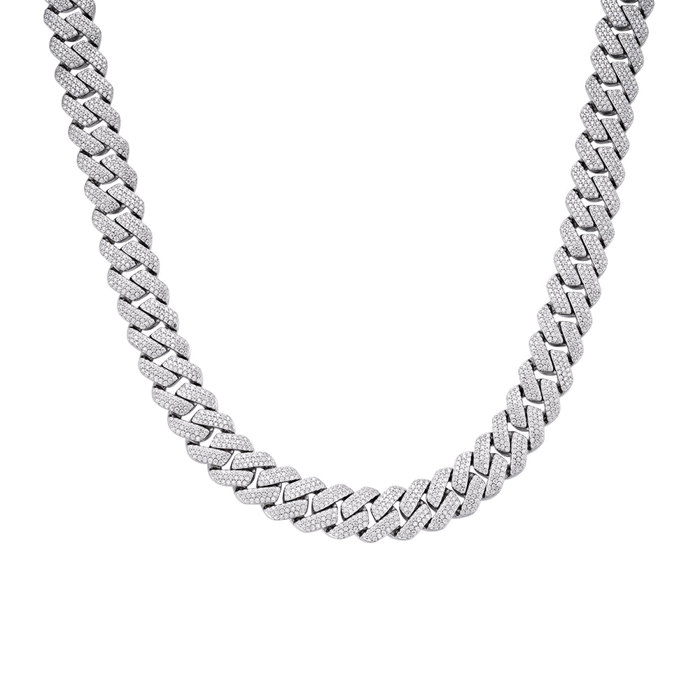 Sterling Silver Moissanite 13mm Square Cuban Chain 22 Inch Necklace RP 18-1/4 Cttw