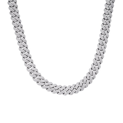 Sterling Silver Moissanite 13mm Square Cuban Chain 22 Inch Necklace RP 18-1/4 Cttw